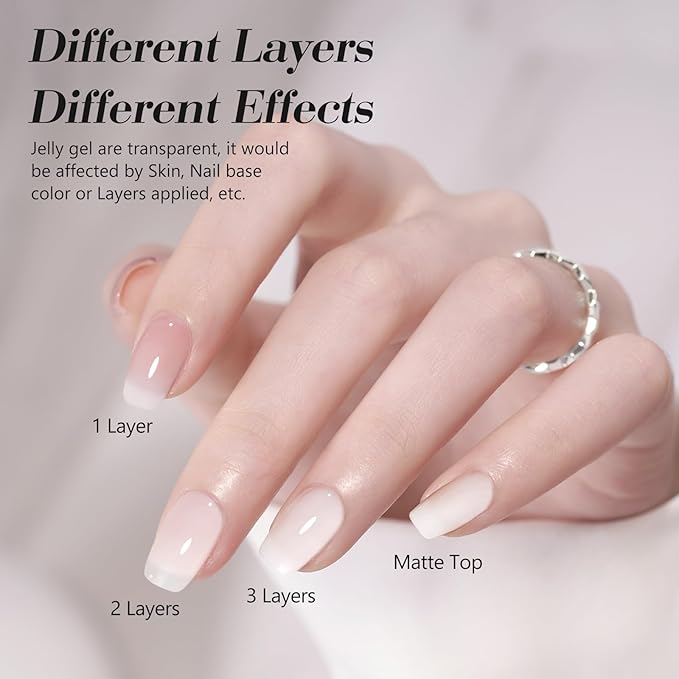 CANNI Milky White Jelly Gel Polish – 9ML Translucent Sheer Nude Soak-Off UV/LED Gel Nail Polish for DIY Manicure or Salon Use