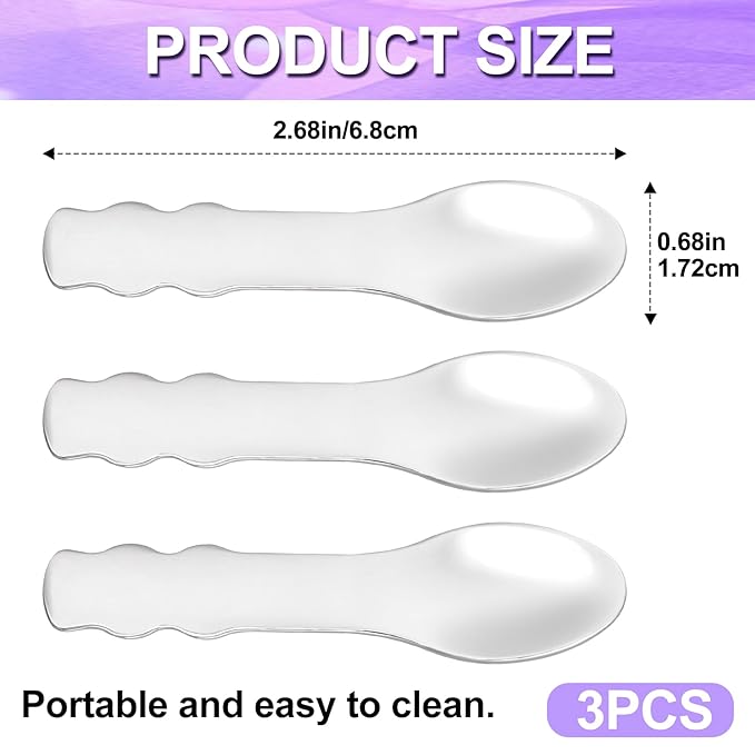 3pcs Mini Metal Makeup Spatula, Reusable Cosmetic Cream Spatulas Spoon, Skincare Scoop Applicator Facial Massage Beauty Tools for Mixing and Sampling Face Eye Cream- Silver