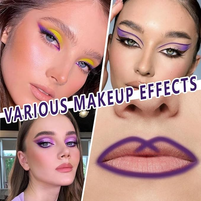 Purple Eyeliner Pencils for Eyes, Violet Dark Purple Colored Eye Liner Pencil Makeup Waterproof Smudge Proof, Colored Gel Waterline Eyeliner Liquid Face Eye Paint Stick Lipstick Halloween Makeup 09
