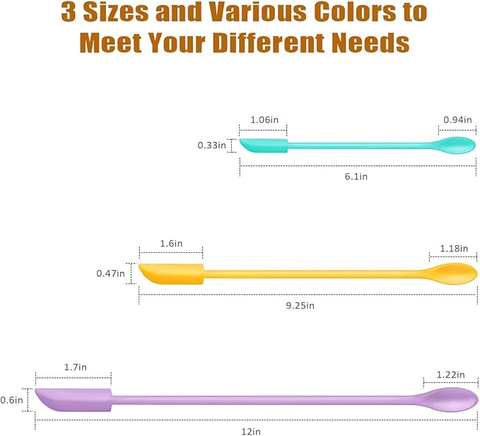 barsone Silicone Spatula Set 3Pcs - Mini Scraper Tool for Beauty & Food (Reach Every Last Drop - Multi-Size Spatulas for Makeup Jars, Lotion Bottles & Kitchen Containers)