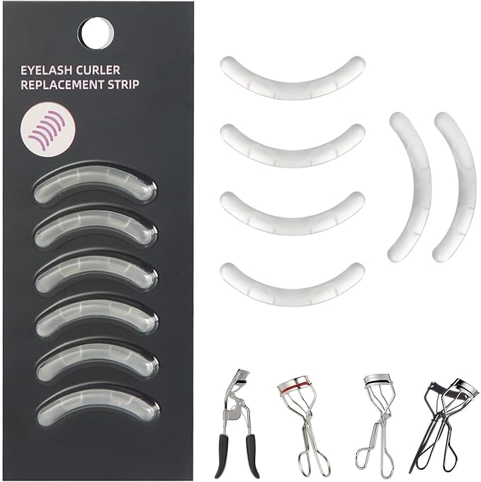 Soft Silicone Rubber Eyelash Curler Refills Compatible with Shiseido, Tweezerman, Revlon, Shu Uemura, Surratt, e.l.f Eyelash Curler for Travel Portable Carry,Cosmetic Accessory,6PCS (Transparent)