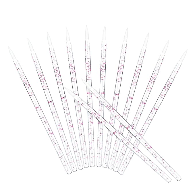 G2PLUS 100PCS Disposable Liner Brushes, Eyebrow and Liner Brush Applicator, Cosmetic Eye Wands for Lip Liners, Eye Makeup, Eyelashes and Detail Painting (Crystal Pink)