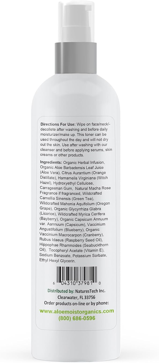 Aloe Vera Toner for Sensitive Skin: Hydrating Facial Toner for Women Anti Aging Dry, Oily & Acne Prone Skin with Soothing Aloe Vera, Pore Minimizing Witch Hazel, pH Balancing Antioxidant Green Tea 8oz