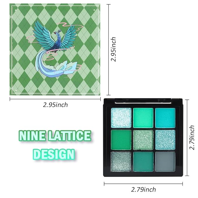 AMY'S DIARY Matte Shimmer Light Deep Green Eye Shadow Palette Makeup,Eyeshadow Long Lasting Waterproof Cruelty-Free, 9 Blendable Shades in Smooth Finishes with Gorgeous Pearls for Girls (Green)