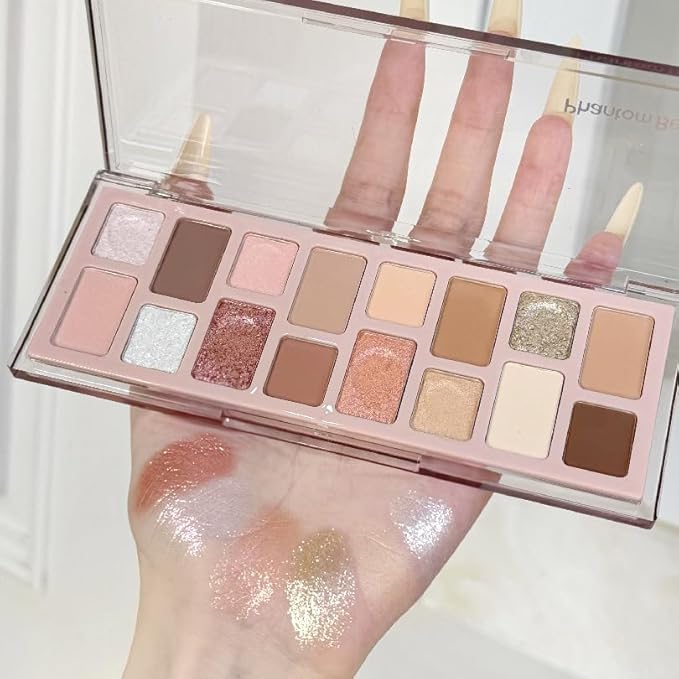 Versatile 16 Color Naked Pink Eye Shadow Palette, Blendable, Long-Lasting, Highly Pigmented, Waterproof eyeshadow palatte makeup