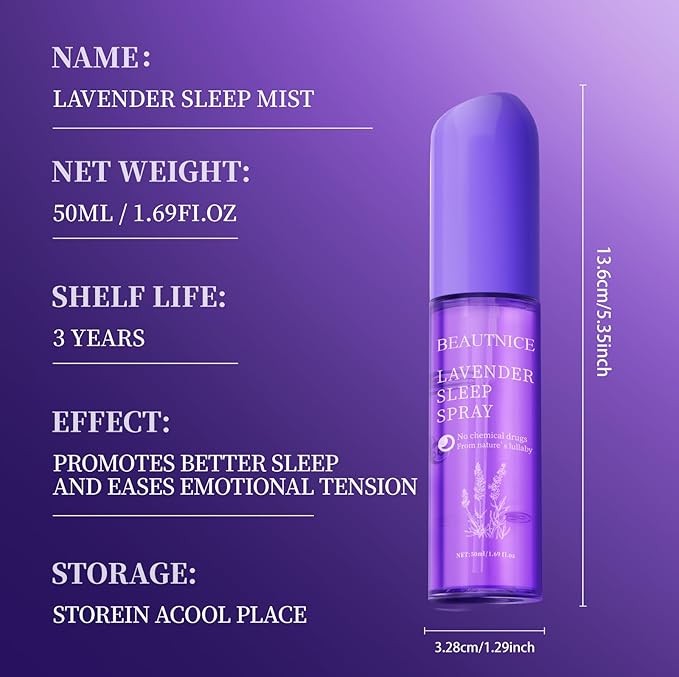 Lavender Sleep Spray - Natural Chemical-Free Sleep Aid | 50ml Calming Pillow Mist for Relaxation & Better Sleep