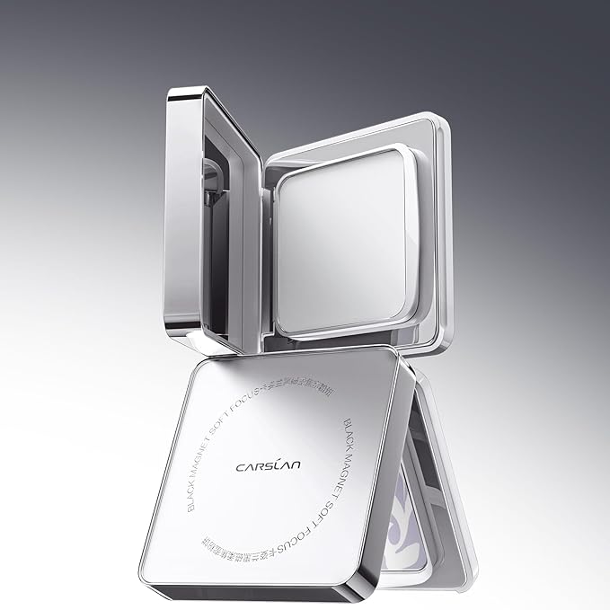 2.0 Black Magnet Soft Focus Powder, Waterproof Translucent Pressed Setting Powder, 24H Longlasting Talc-Free Face Powder, Oil Control Compact Makeup,03 Blue Purple For Sensitive Skin, 0.28Oz