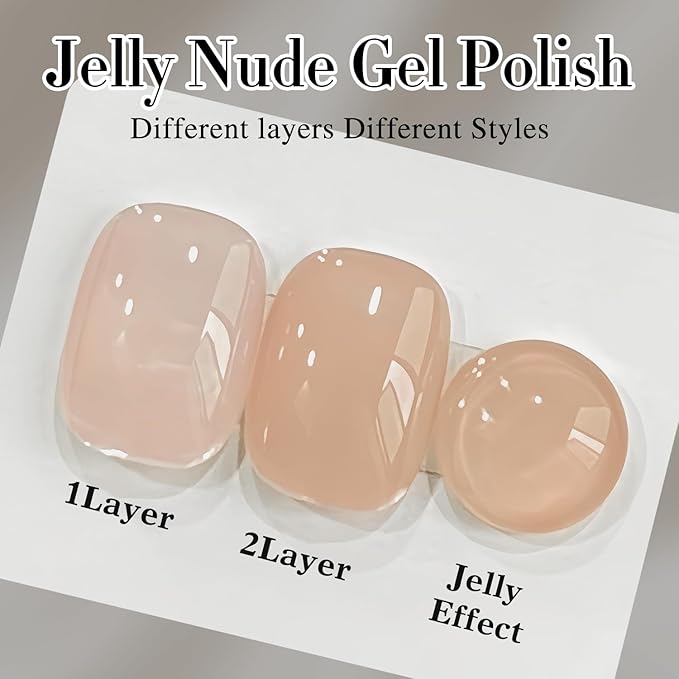 Double Rhythm 15 ML Gel Polish Pure Sheer Same Color Same Bottle Soak Off Gel Polish Nail Art Manicure Salon DIY at Home for Women (Jelly Nude-A1368)