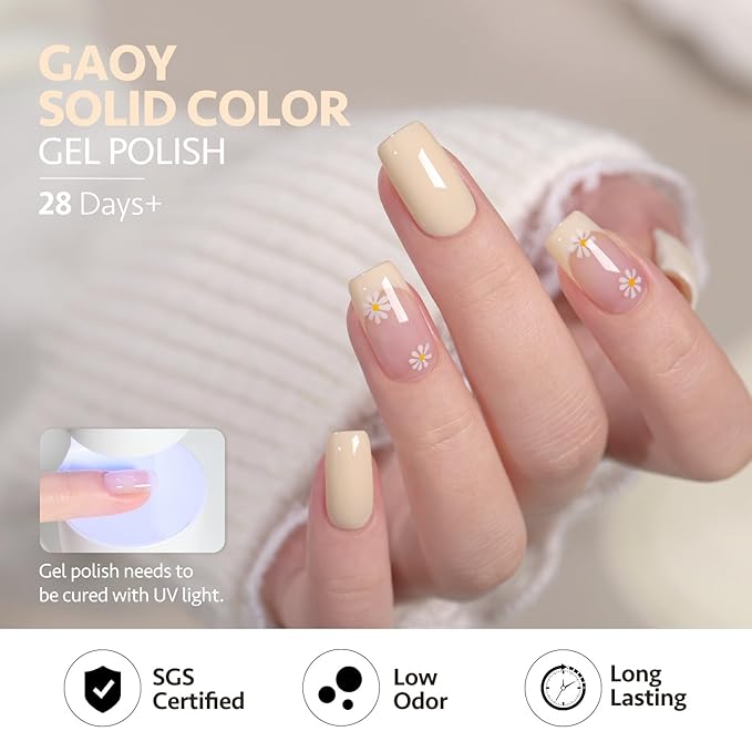 GAOY Gel Nail Polish Set including BabyBlue, Periwinkle Pastel Purple, Dusty Pink White Yellow for Manicure and Nail Art DIY at Home or Salon