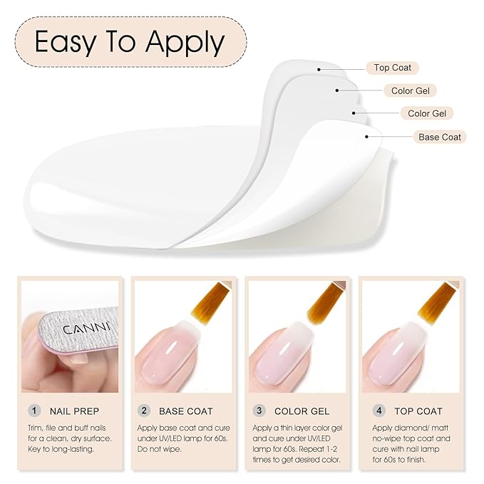 CANNI Milky White Jelly Gel Polish – 9ML Translucent Sheer Nude Soak-Off UV/LED Gel Nail Polish for DIY Manicure or Salon Use