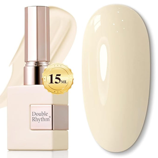 Double Rhythm 15ML Gel Nail Polish Pure Sheer Same Color Same Bottle Soak Off Gel Polish Art Manicure Salon DIY at Home for Women (Cream Beige-A1392)