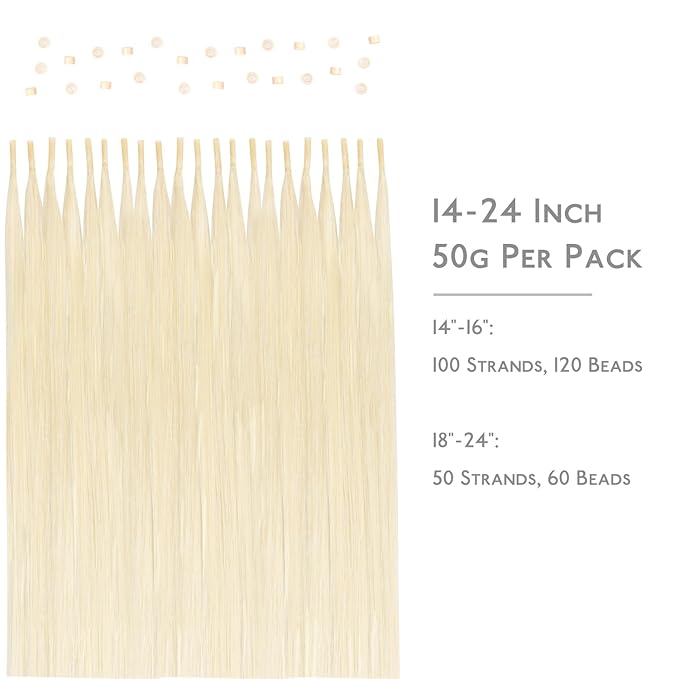 WENNALIFE I Tip Hair Extensions Human Hair, 50g 50s 18 Inch Platinum Blonde Remy Itip Human Hair Extensions Invisible Itips Straight I Tips Fusion Extensions Real Human Hair