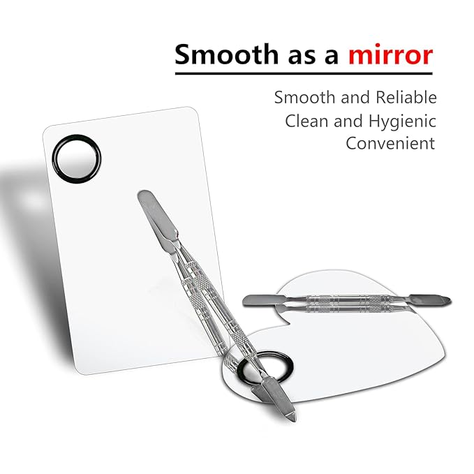 Stainless Steel Makeup Mixing Palette - 2Pcs, Includes Spatula, For Foundation/Eye Shadow/Mascara/Nail Polish/Pigment/Nail Art