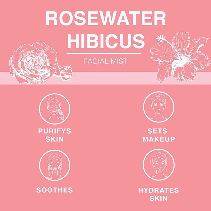 BEAUTE DE PROVENCE Rose Water Spray for Face & Body Refreshment with Moisturizing Hyaluronic Acid and Hibiscus water | Instant Hydration, Cooling, Calming & Conditioning (8 FL OZ)
