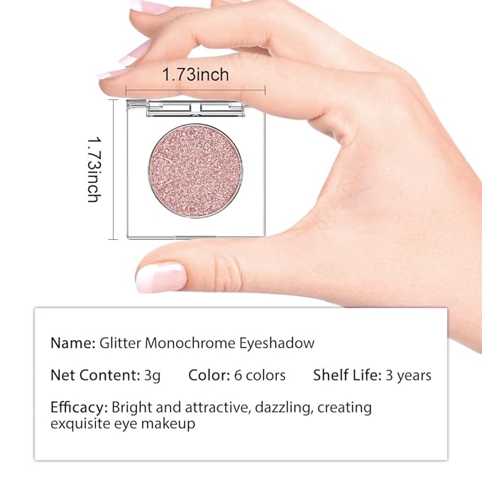 Champagne Pink Rose Monochrome Shimmer Eyeshadow Palette Makeup,Long Lasting Naturing-Looking Lightweight Glitter Single Eyeshadow,Neutral Powde Eye Shadow for Older Women