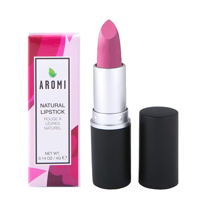 Aromi Natural Lipstick | Pink Lip Color for Women, Creamy, Moisturizing, Satin Finish, Dye-free Makeup, Vegan, Palm-free, Handmade (Pretty Pink)