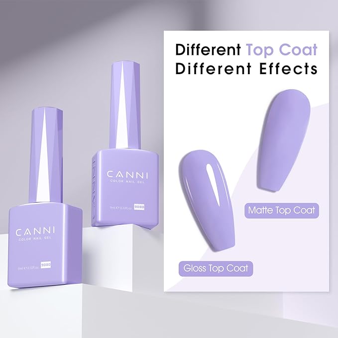 CANNI Purple Gel Polish, 1Pcs Gel Polish Purple Color Pale Violet Nail Polish Gel High Gloss Soak Off U V Gel Nail French Nail Manicure Salon DIY