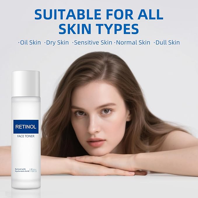 Face Toner for Women, Retinol Facial Toner, Hyaluronic Acid Skin Toner for Firming Skin, Moisturizing, Reduce Fine Lines, Oil Dry Sensitive Skin, 4.06fl.oz/120ml