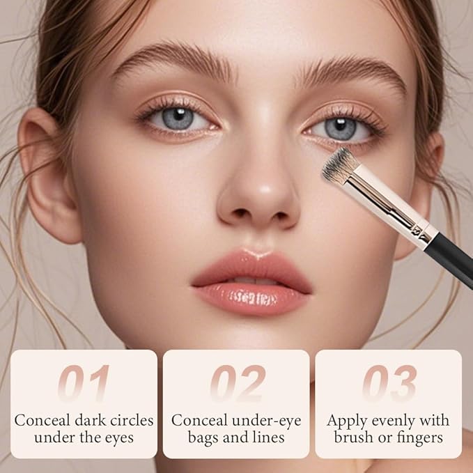 Colored CC Undereye Corrector, Eye Concealer Undereye Color Corrector for Dark Circles, Clay Neutralizing Makeup Under Eye Hydrating Concealer with Brush (Light-Medium Peach, Small)