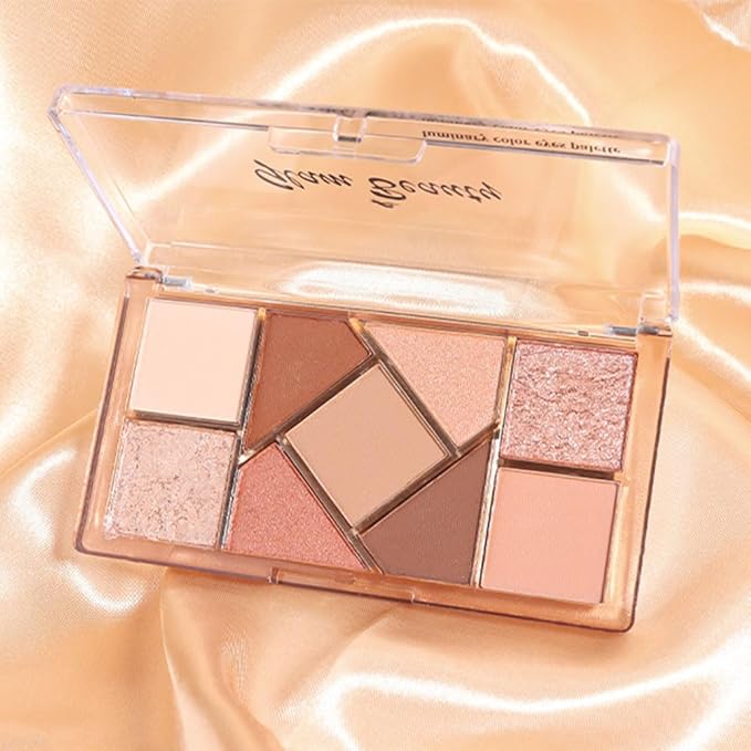 AMY'S DIARY Matte taupe Shimmer Eye Shadow Palette Makeup,Eyeshadow Long Lasting Waterproof Cruelty-Free, 9 Blendable Shades in Smooth Matte and Shimmer Finishes with Gorgeous Pearls for woman