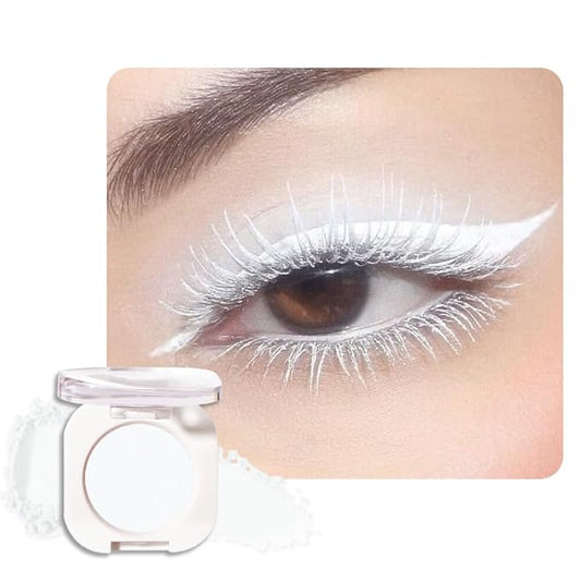 White Matte Single Eyeshadow, Lightweight Blendable Mini Eye Shadow for Older Women, Monochrome Eyeshadow Palette Makeup Pigmented Waterproof, Vegan & Cruelty-Free, 26