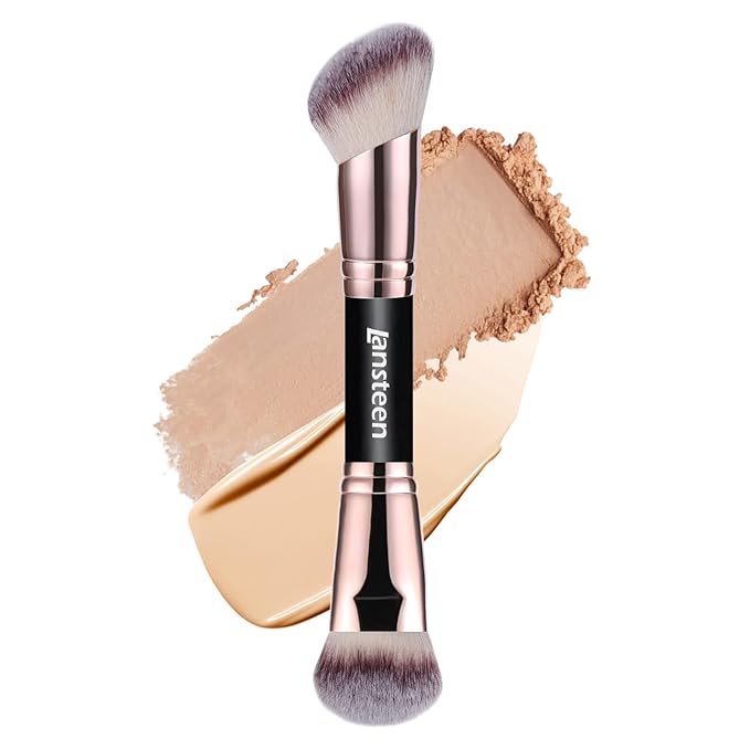Dual-Ended Foundation Contour Brush - Professional Kabuki Face Blending Makeup Brush for Bronzer, Liquid, Cream, Powder, and Blush