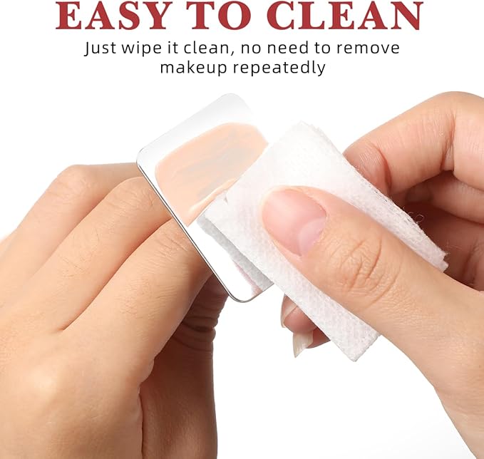 Frcolor 2PCS Nail Art Palette Stainless Steel Makeup Mixing Palette Ring Nail DIY Art Design Paint Color Mixing Palette Metal Tool