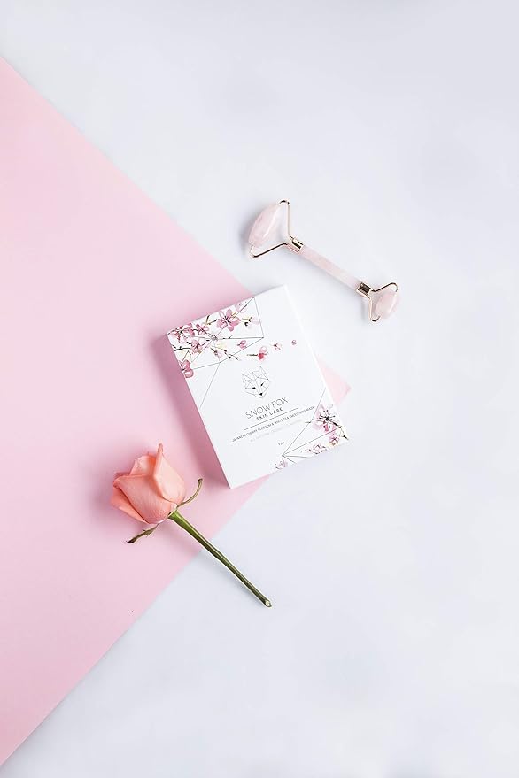 Snow Fox Japanese Cherry Blossom & White Tea Smoothing Sheet Mask – Hydrating Face Mask for Glass Skin Glow & Bridal Makeup Prep – Moisturizing Facial Skin Care for all Types – 5 Pack