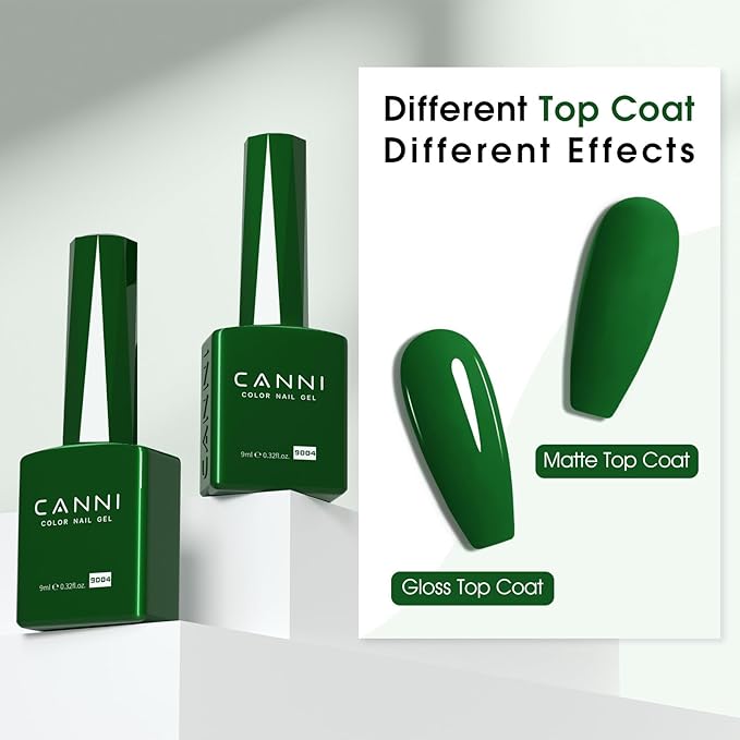 CANNI Green Gel Nail Polish, 1Pcs Emerald Dark Green Color Gel Polish Nail High Gloss Soak Off UV French Manicure Salon DIY