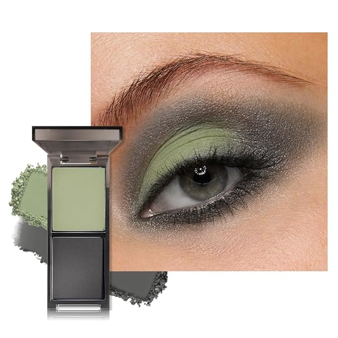 AMY'S DIARY 2 Color Matte Green Dark Green Eyeshadow Palette – matte Shades eye shadow for Eye Makeup, Long-Lasting & Highly Pigmented, Vegan & Cruelty-Free for woman (03# green black)
