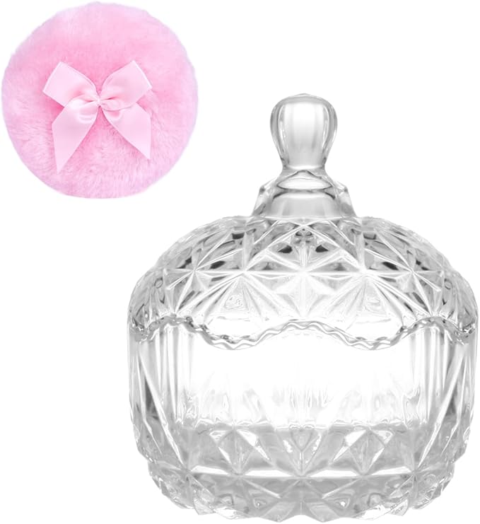Large Body Powder Puffs and Containers, Crystal Clear Powder Container with Soft Power Puffs, Reusable Dusting Powder Case with Washable Velvet Face Body Glitter Puffs Wet and Dry Makeup