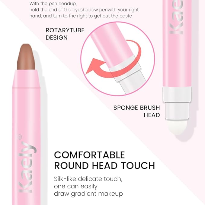 2-in-1 Cream Eyeshadow & Highlighter Stick, Waterproof Stone Brown Shimmer Eye Shadow Pencil for Women, Long-Lasting Pigmented Makeup, sombras para ojos 18