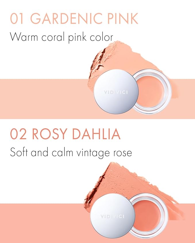 VIDIVICI Millennial Glow Cream Blush 02 Rosy Dahlia - Creamy Face Cheek Blusher for Smooth & Silky Skin - Soft Satin Finish with Natural Color - For Fair to Light Skin Tone, 0.21 oz.