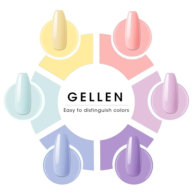 GELLEN Pastel Gel Nail Polish Set, 6PCS Summer Nail Polish Colors, Soak off Nail Gel Manicure Kit Nail Art Gel Polish for UV Light Cure
