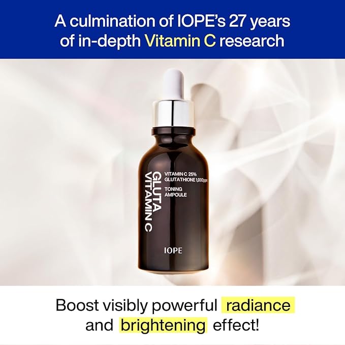 IOPE Gluta Vitamin C Brightening Serum | 25% Pure Vitamin-C and 1,000ppm Glutathione, Anti-Aging and Anti-Oxidant, Reduces Dark Spots, Korean Skincare, 0.78oz.