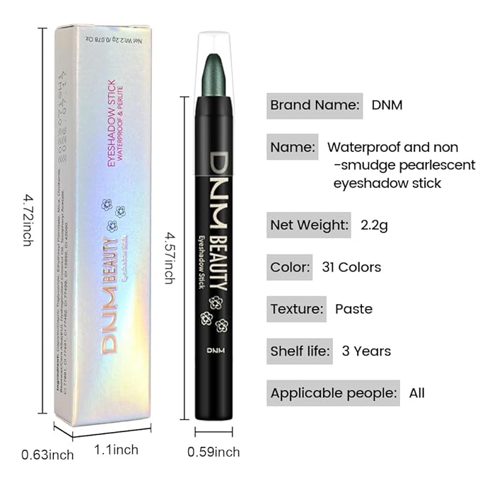 evpct Emerald Green Shimmer Cream Eye Shadow Sticks Brightener Pencils for Women, Green Silky Eyeshadow Applicator Stick Pen Waterproof, Blendable Crease-Proof Stick Eyeshadow Shimmer Eye Makeup 67