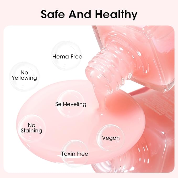 GELLEN 4‑in‑1 Clear Nail Polish Base Coat Sheer Tinted Milky Pink, Ridge Filler, Nail Strengthener & Concealer, Calcium Formula Strengthens Nails, Enhances Natural Look, No HEMA, Anti-yellowing