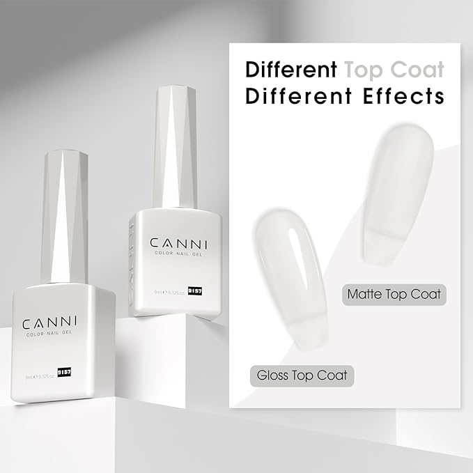CANNI Milky White Jelly Gel Polish – 9ML Translucent Sheer Nude Soak-Off UV/LED Gel Nail Polish for DIY Manicure or Salon Use