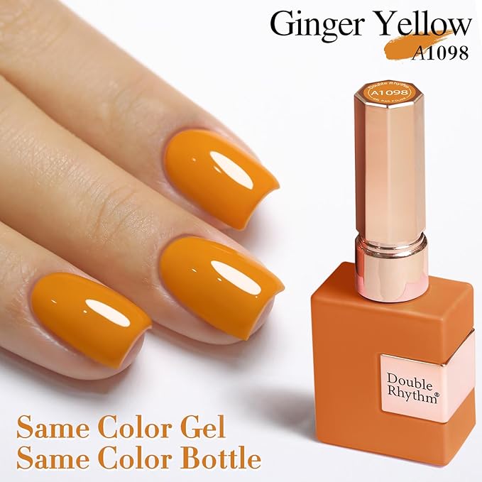 Double Rhythm 15ML Gel Polish Pure Sheer Same Color Same Bottle Soak Off Gel Polish Art Manicure Salon DIY at Home for Women (Ginger Yellow-A1098)