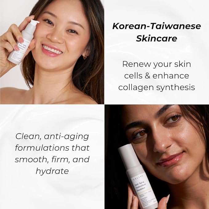 Anti-Aging Antioxidant Emulsion with Hyaluronic Acid, Vitamin C & E, Korean Taiwanese Skincare, Firming & Hydrating Face Lotion, Smooths Fine Lines & Wrinkles and Boosts Collagen Production