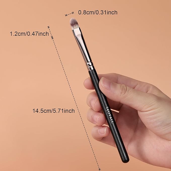 TEOYALL Flat Rounded Concealer Brush, Soft Dense Synthetic Bristles Blending Brush For Powder Cream Concealer Eyeshadow
