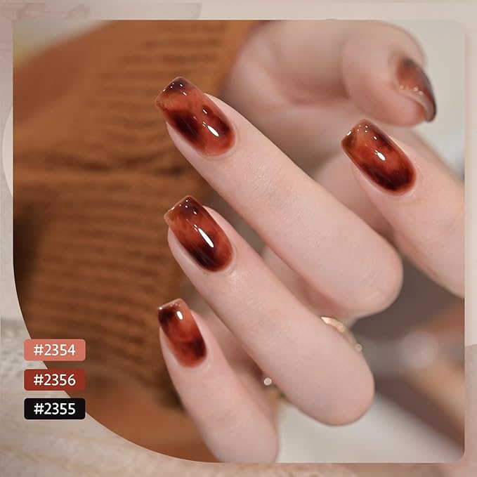 GAOY Jelly Gel Nail Polish of 6 Transparent Milker Nude Brown Red Pink Colors Sheer Gel Polish Kit for Salon Manicure and Nail Art DIY at Home