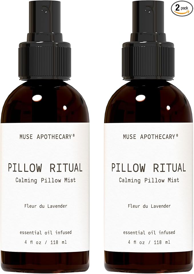 Muse Apothecary Pillow Ritual - Aromatic, Calming and Relaxing Pillow Mist, Linen and Fabric Spray - Infused with Natural Aromatherapy Essential Oils - 4 oz, Fleur du Lavender, 2 Pack
