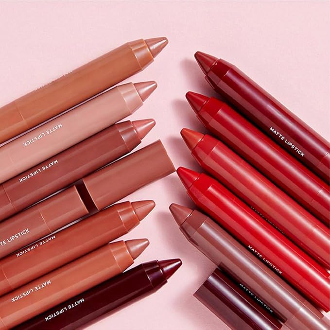 BINGBRUSH Crayon Matte Longwear Lipstick Pack Set,Moisture Smooth Color Stick Ultimate Lip Crayon for Makeup Collection - Waterproof Velvet Lipgloss (08#, 1 Count (Pack of 1))