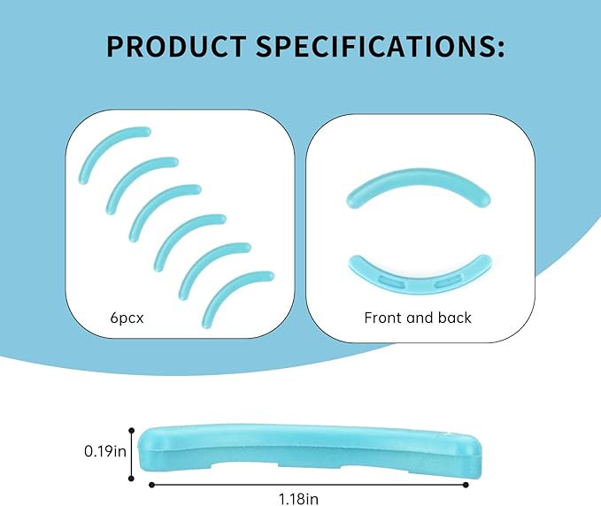 Soft Silicone Rubber Eyelash Curler Refills Compatible with Shiseido, Tweezerman, Revlon, Shu Uemura, Surratt, e.l.f Eyelash Curler for Travel Portable Carry,Cosmetic Accessory,6PCS (Blue)