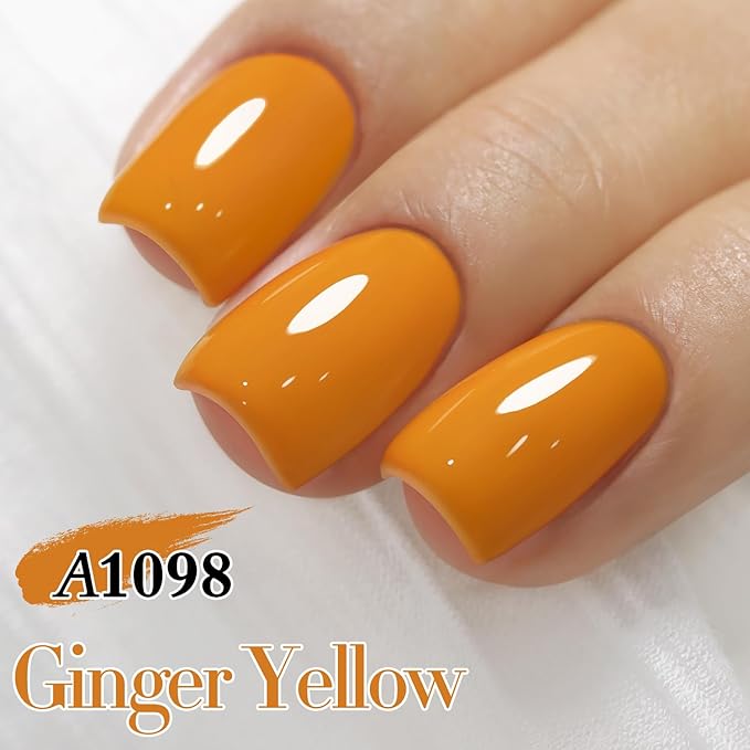 Double Rhythm 15ML Gel Polish Pure Sheer Same Color Same Bottle Soak Off Gel Polish Art Manicure Salon DIY at Home for Women (Ginger Yellow-A1098)