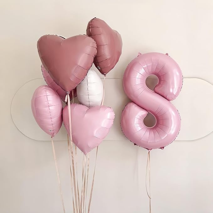 Pastel Pink Number 6 Balloons, 40 In Large Light Pink Number 6 Foil Helium Balloons for Girls, Self Inflating Number Balloons 0-9 for Girls 6th 16th Birthday Women Anniversary Party Decoration