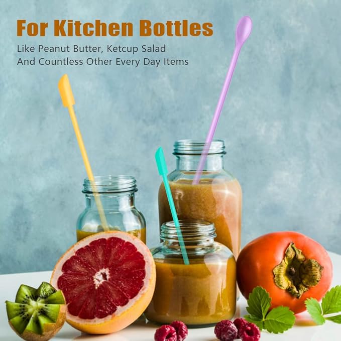 Silicone Spatula Set (6Pcs) - Mini Scraper Tool for Beauty & Food (Reach Every Last Drop - Multi-Size Spatulas for Makeup Jars, Lotion Bottles & Kitchen Containers)