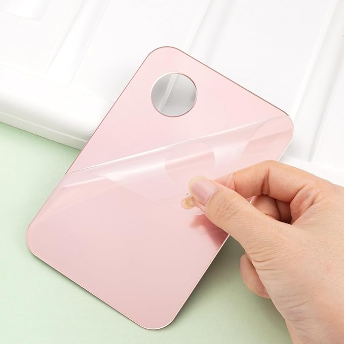 4 Pcs Makeup Mixing Tray Makeup Palette with Makeup Spatula Makeup Mixing Palette Foundation Palette for Eye Shadow Lipsticks Nail Art Beauty Salon (Pink and Transparent)