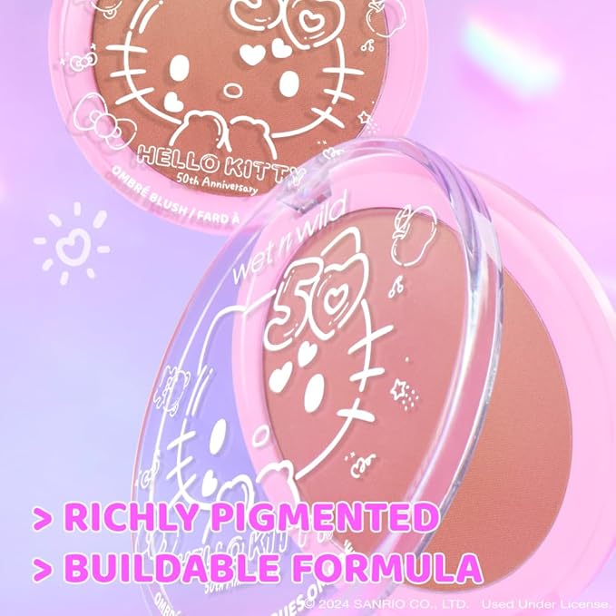 wet n wild Hello Kitty Ombre Blush, Buildable, Blendable Customizable Color, New Gradient Formula, Cruelty-Free & Vegan - Mellow Cloud
